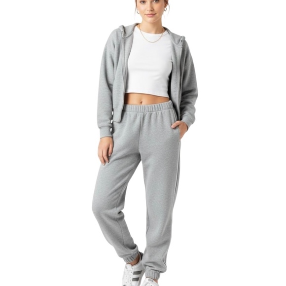 Brandy Melville Side Stripe Sweatpants Joggers Sz S Light Gray Lounge Girly Vibe - Picture 1 of 11